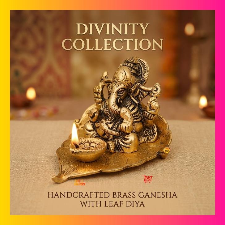 Brass Lord Ganesha Diya Decorative Showpiece for Pooja Room Home Temple Decor